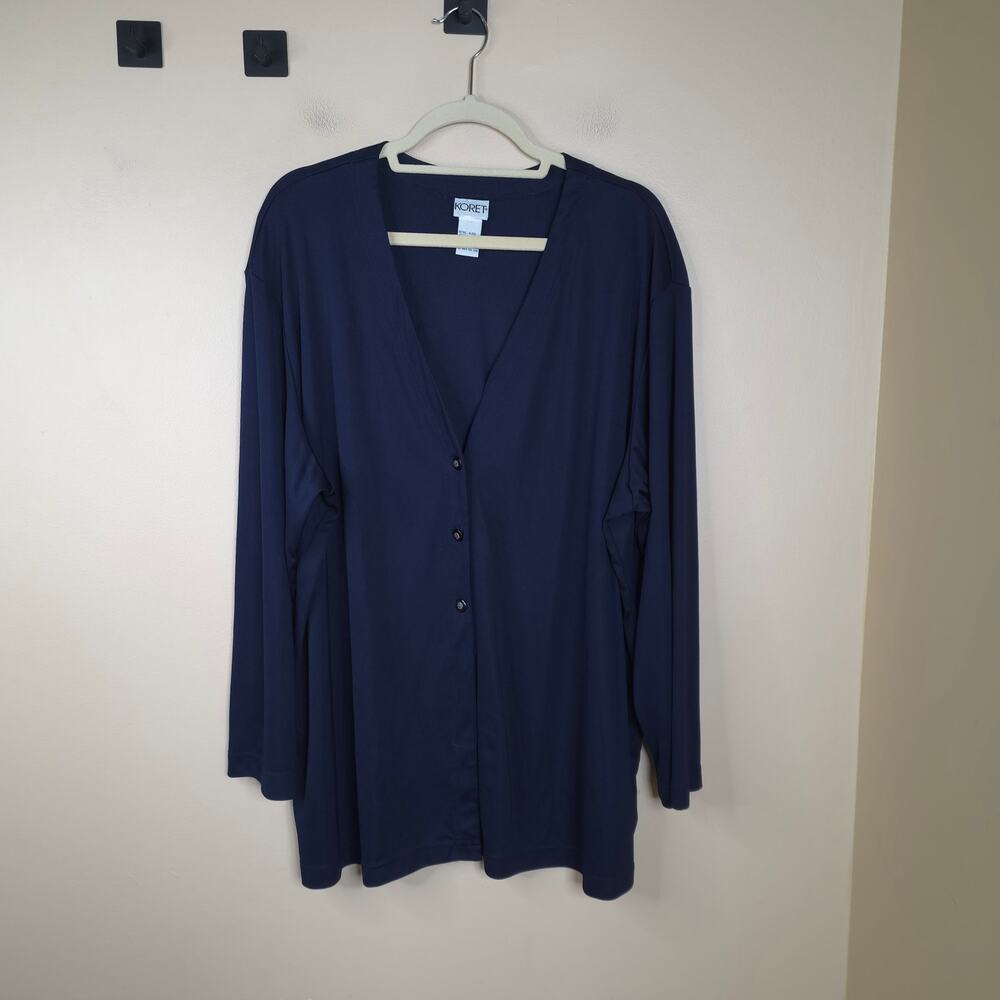 Koret Long Length Button Front Cardigan in Navy Size 2X